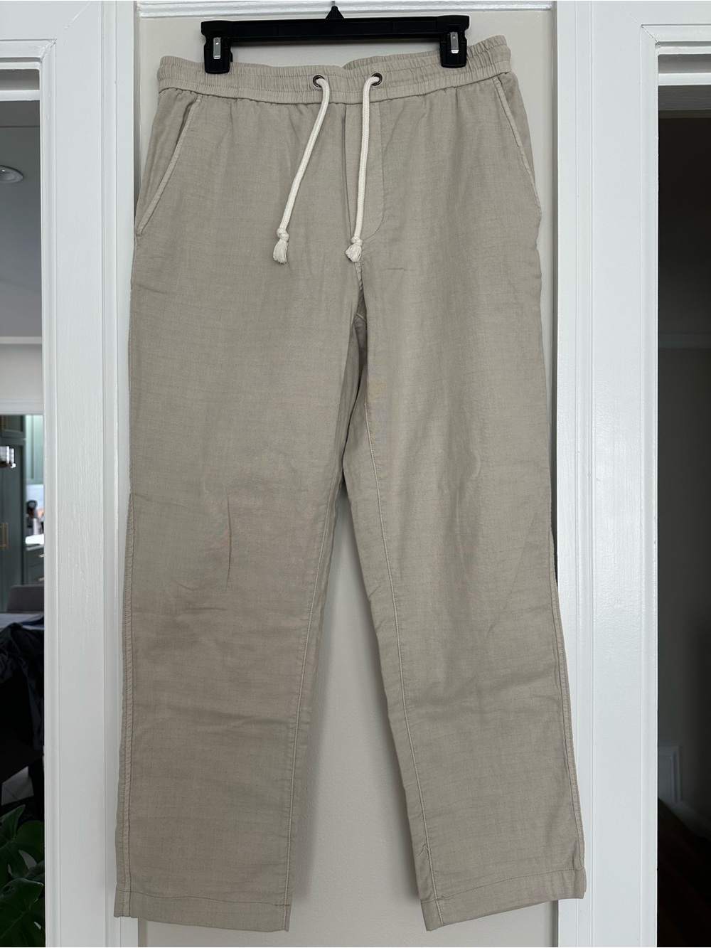 Saturday Cotton Stretch Slim Straight Fit Beach Pants 27” Inseam Fog/Khaki/Tan